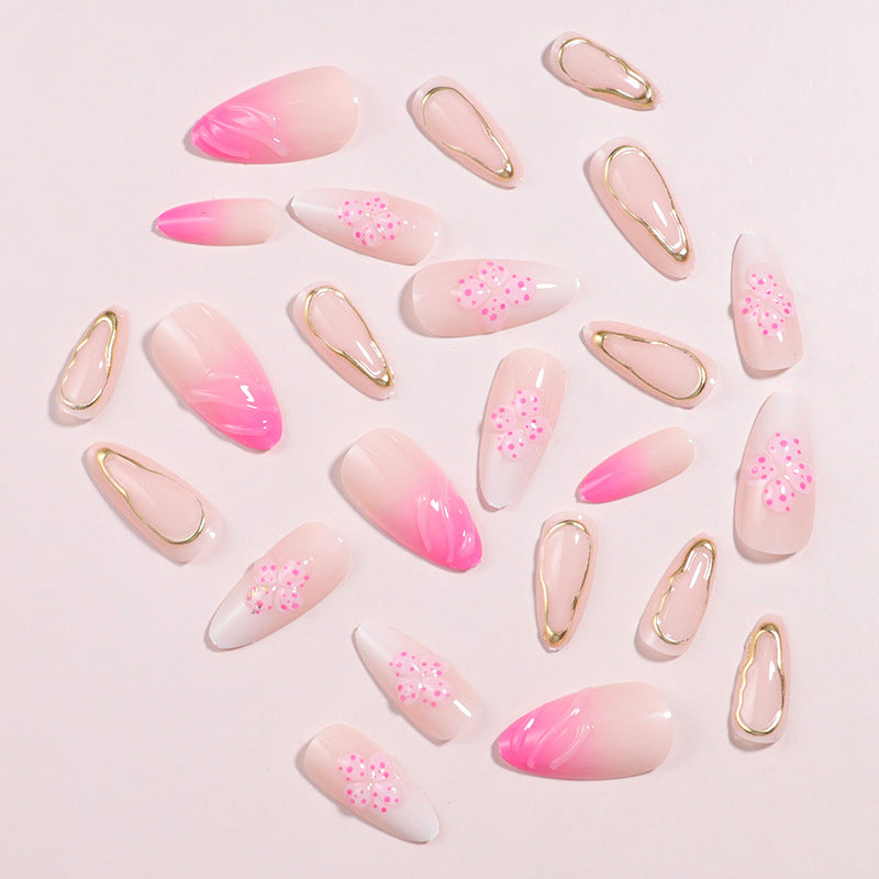 Elegant Ombre Floral Design Press-On Nails Bowlift