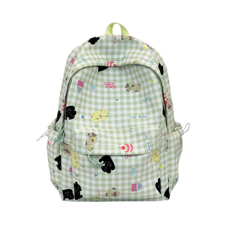 Backpack with Creative Checkered Pattern and Playful Appliqués Bowlift