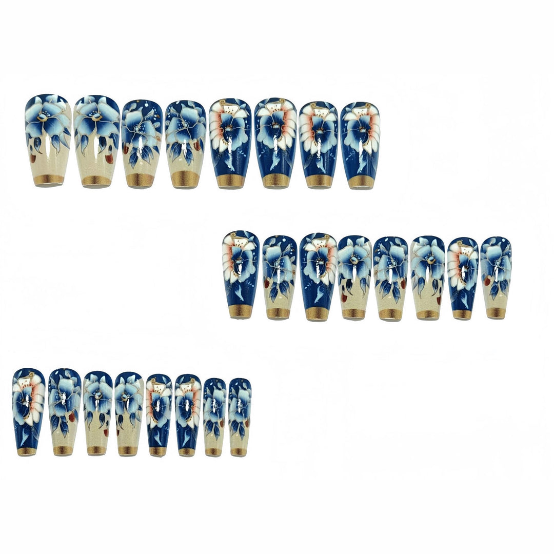 Deluxe artificial nails with floral accents Bowlift