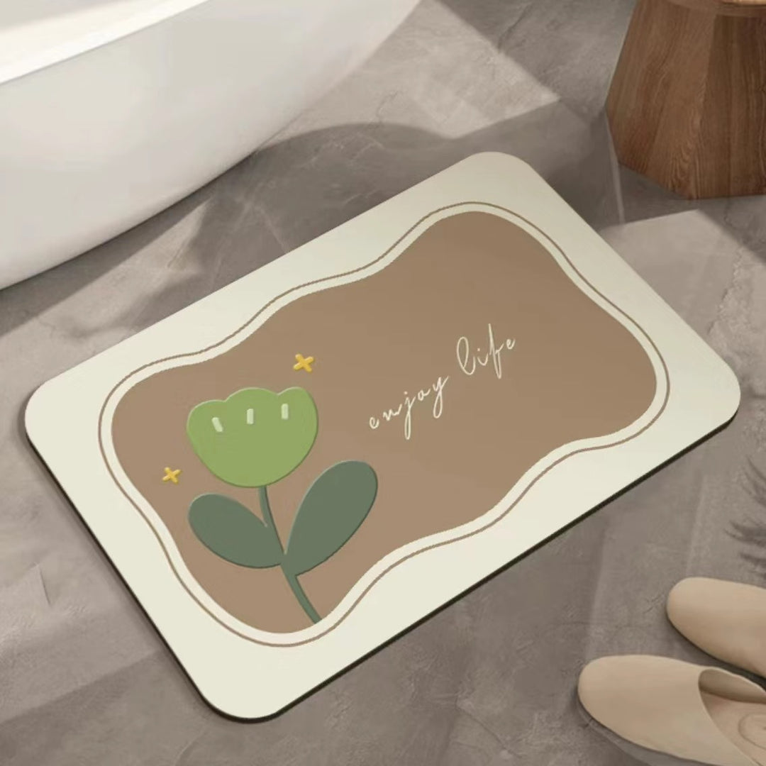 Artistic Floral Bath Mat Bowlift