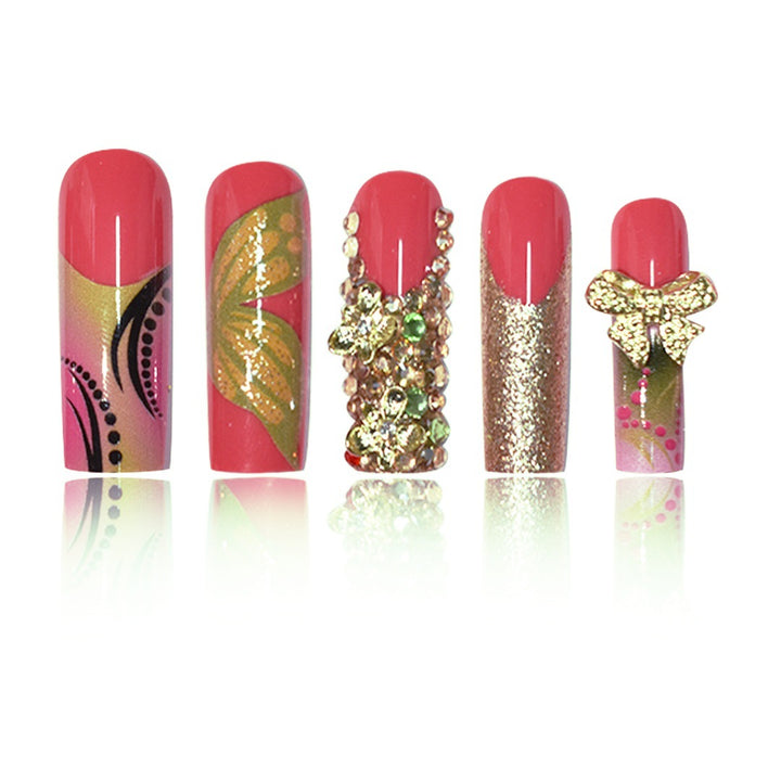 3D Floral Gemstone Press-On Nail Art Bowlift