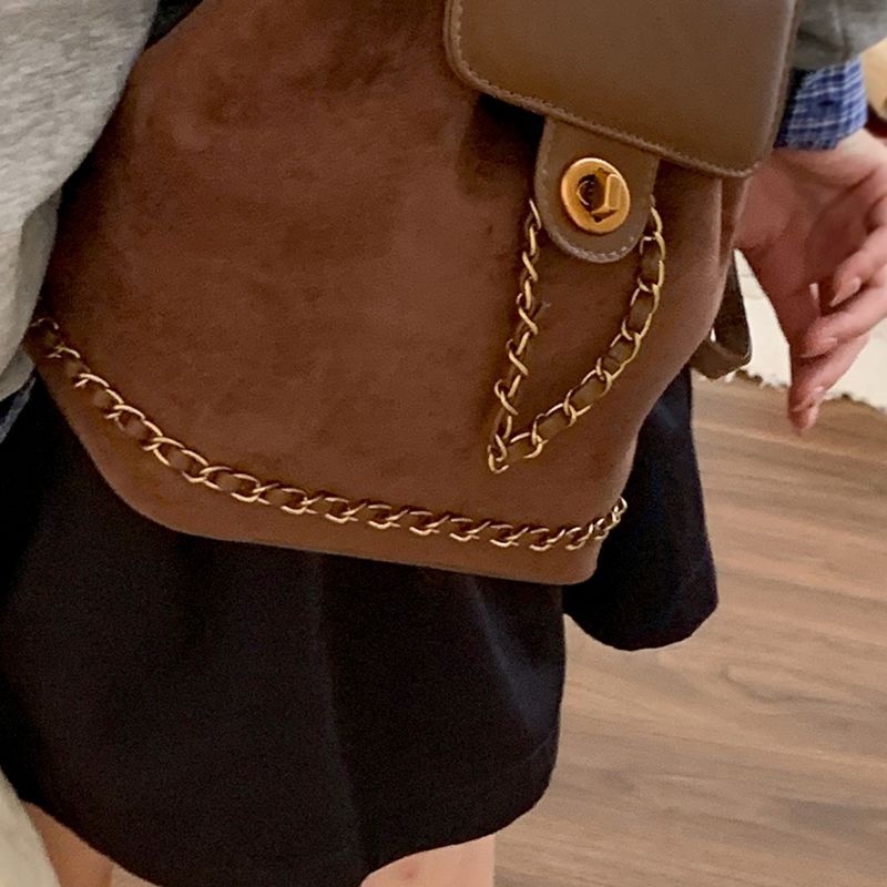 Chic Faux Suede Drawstring Backpack Bowlift
