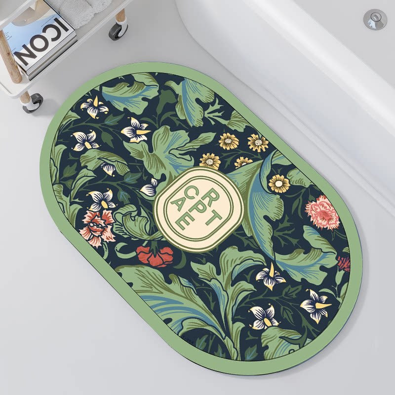 Floral Embellished Memory Foam Bath Mat