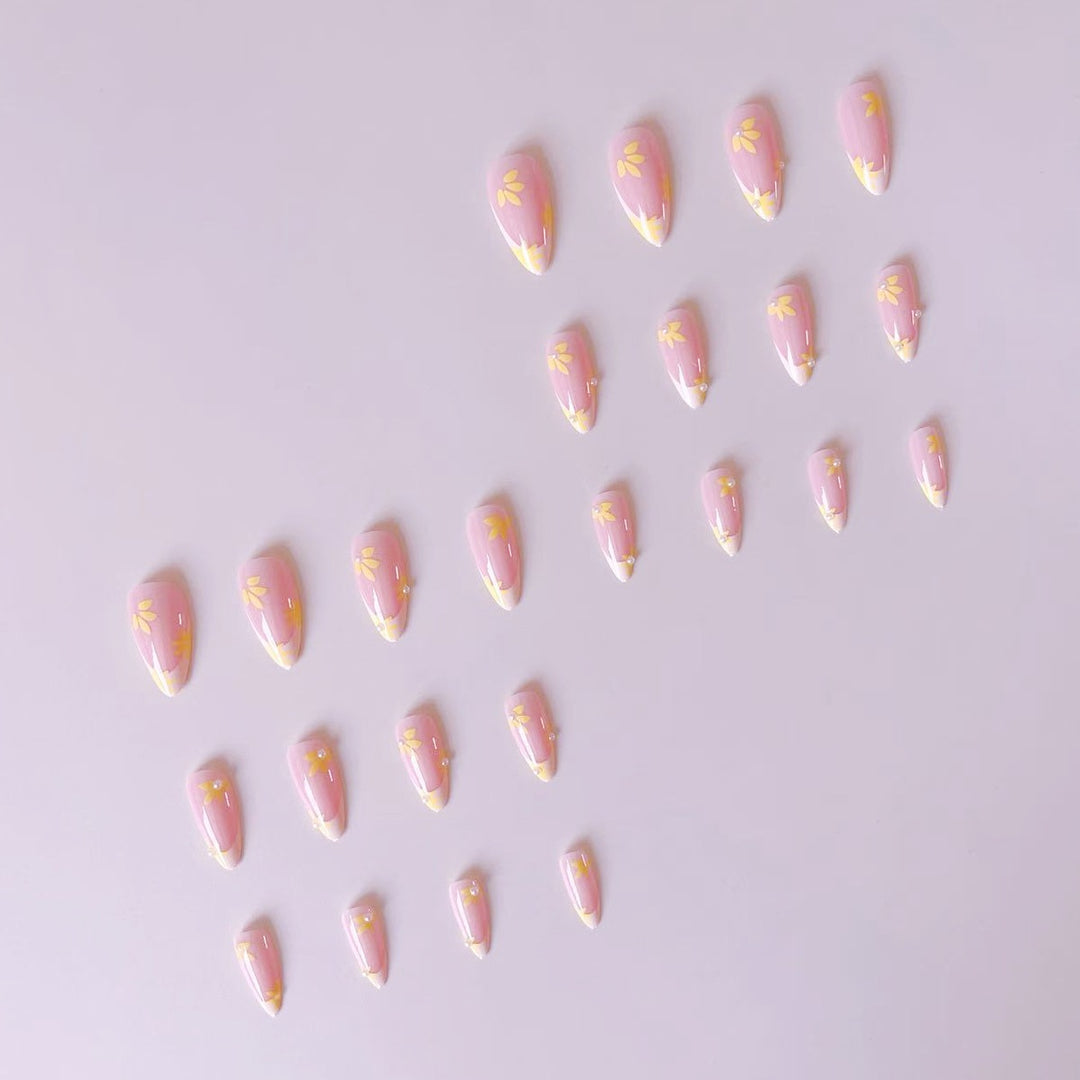 Artificial Nail Set with Floral Accents Bowlift