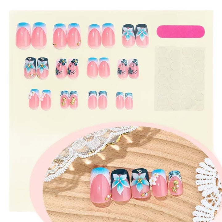 Floral-Themed 3D Press-On Nail Art Bowlift