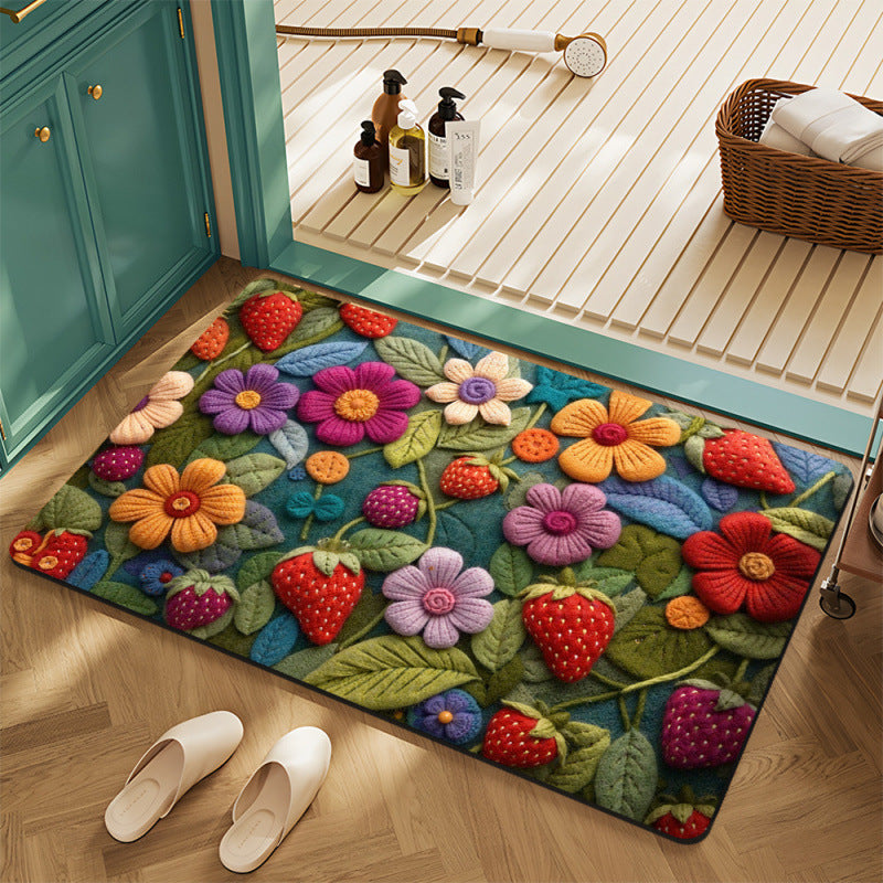 Floral Motif Bath Mat Bowlift