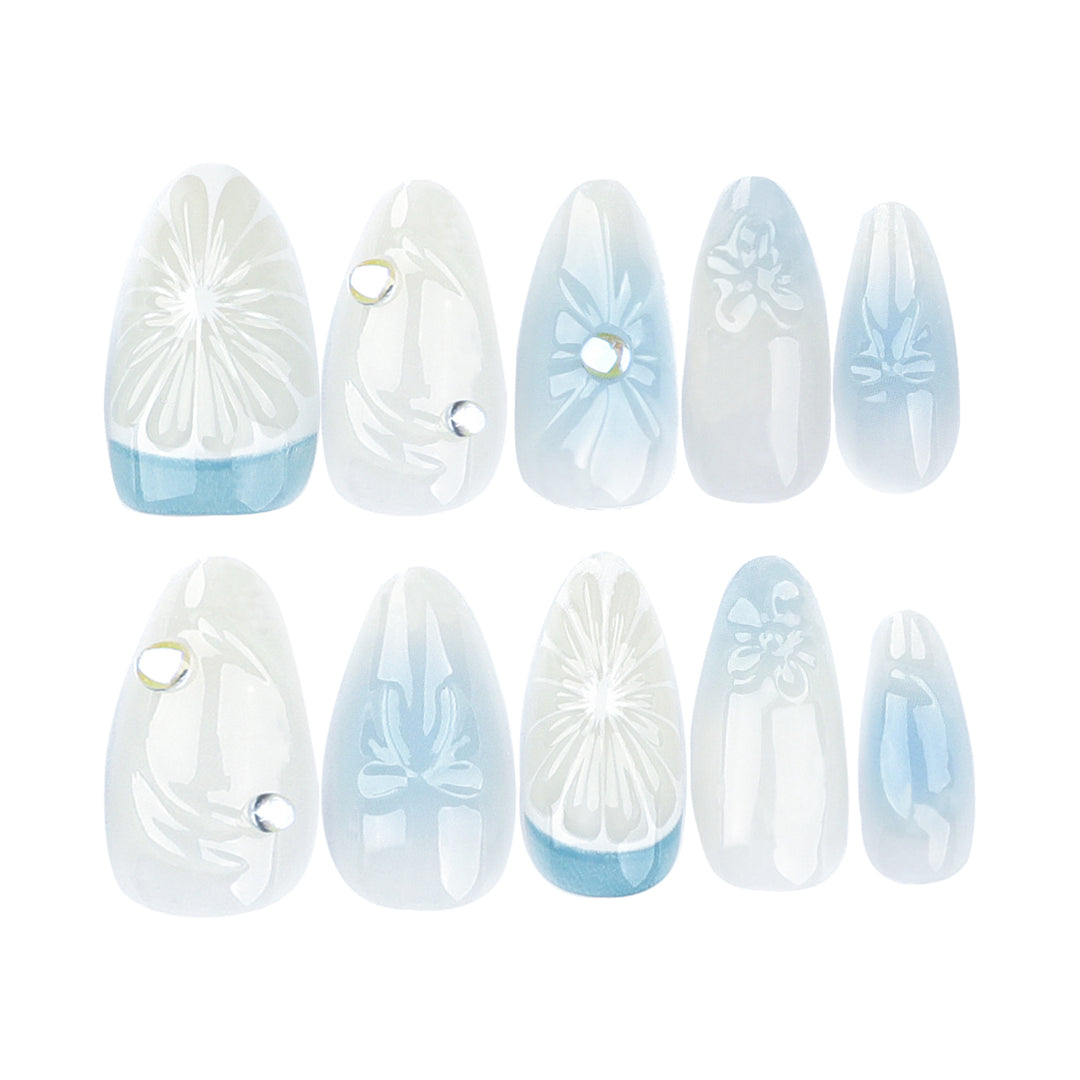 Artificial nail art with floral and decorative elements Bowlift