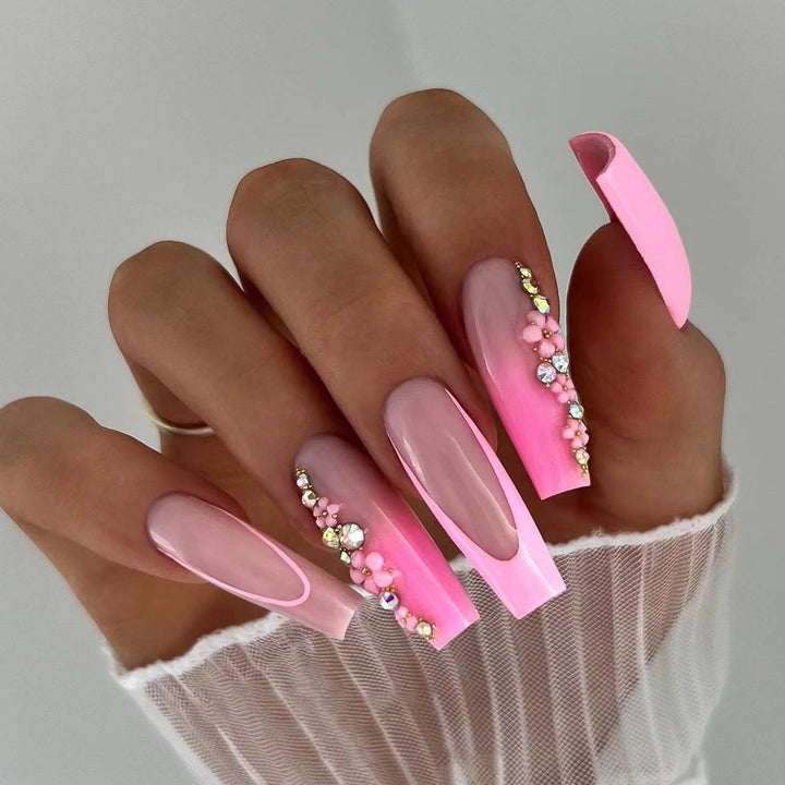 Artful acrylic nails with rhinestone details Bowlift