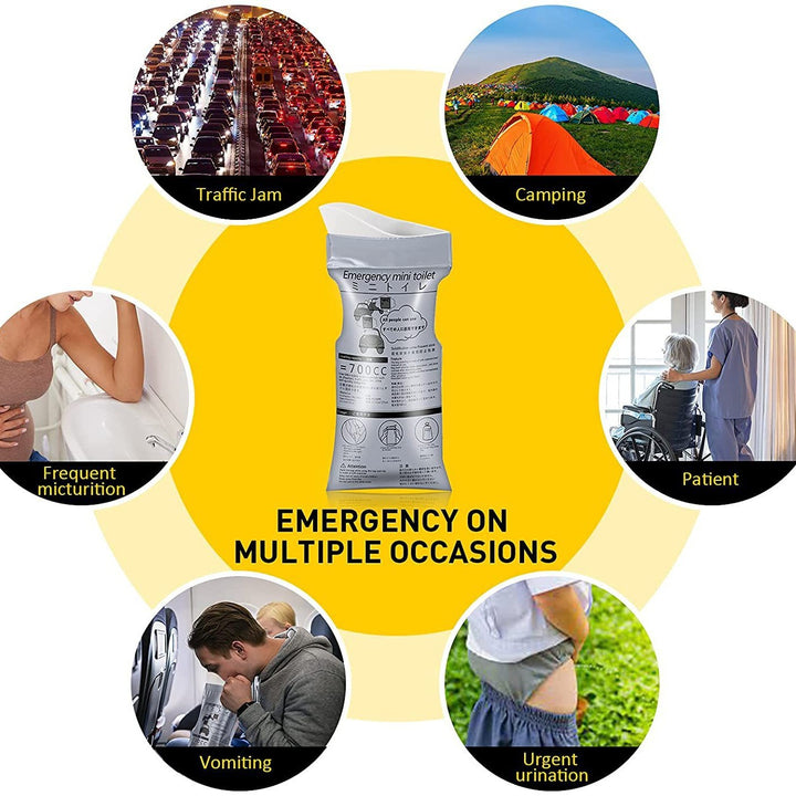 Portable Emergency Disposable Urinal Bag with Super-Absorbent Gel Bowlift