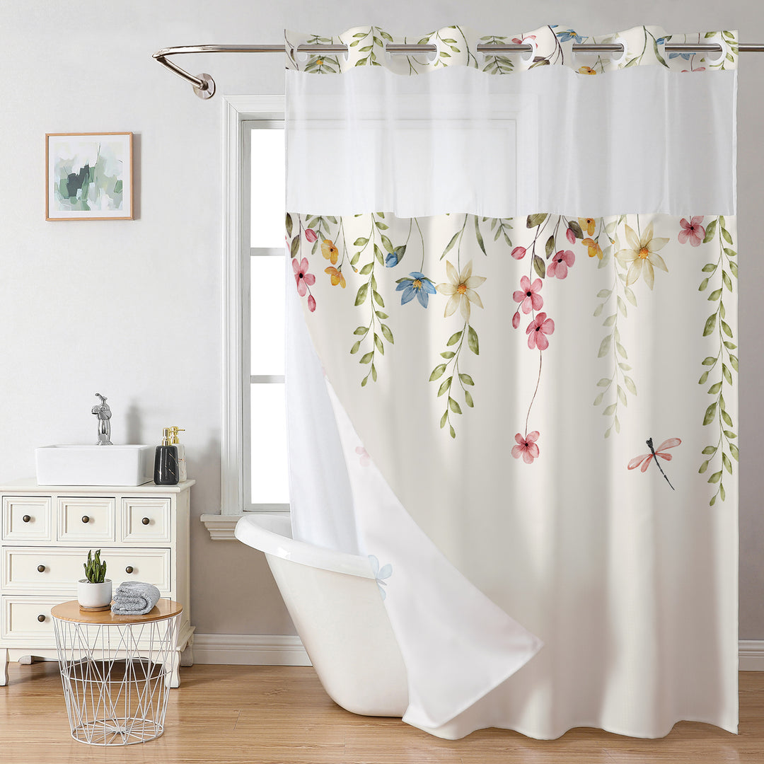 Floral Butterfly Shower Curtain Bowlift