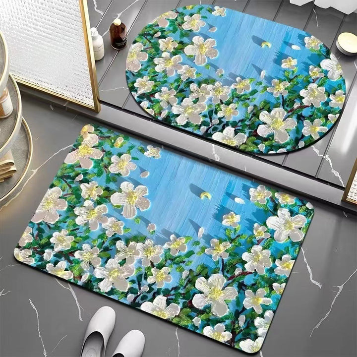 Floral Patterned Bath Mat Bowlift