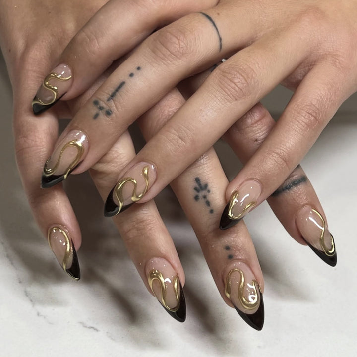 Artful Nail Art with Flower Design and Blue French Tip Bowlift