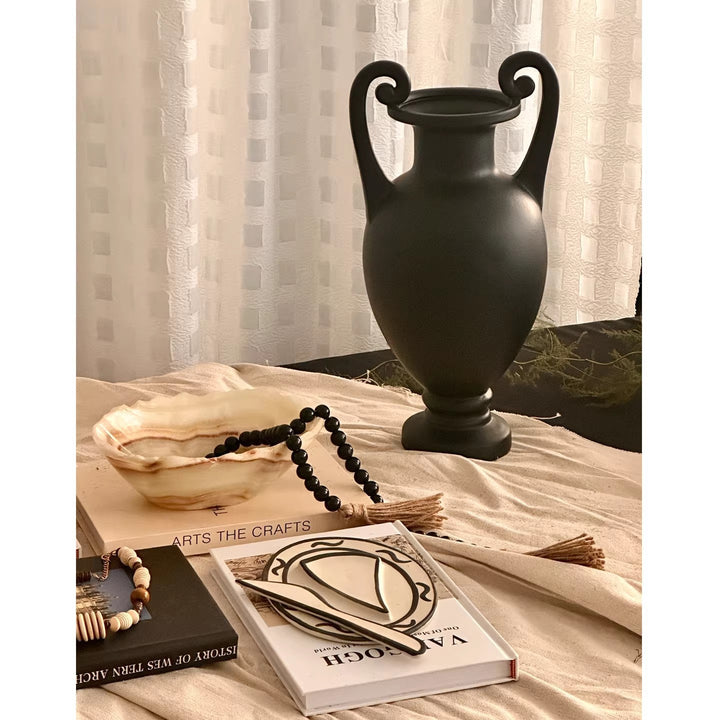 Elegant Decorative Matte Black Ceramic Vase