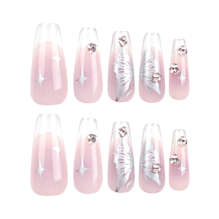 Artistic Nail Extensions with Elegant Floral Design Bowlift