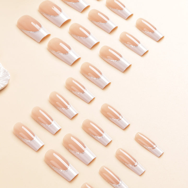 Decorative French Tip Press-On Nail Set Bowlift