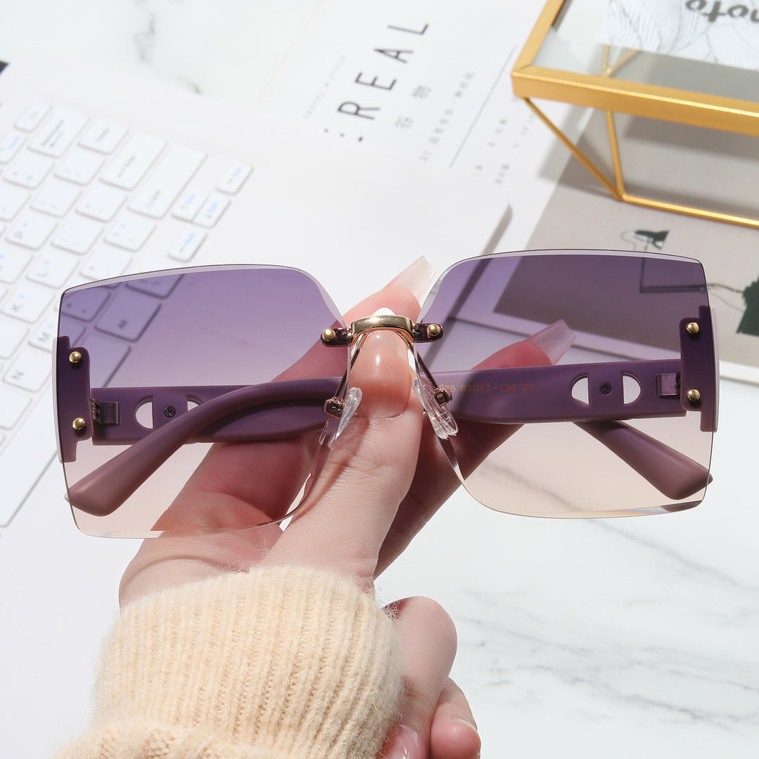 Women's High-Quality Rectangular Sunglasses with Fashionable Metal Frame Bowlift