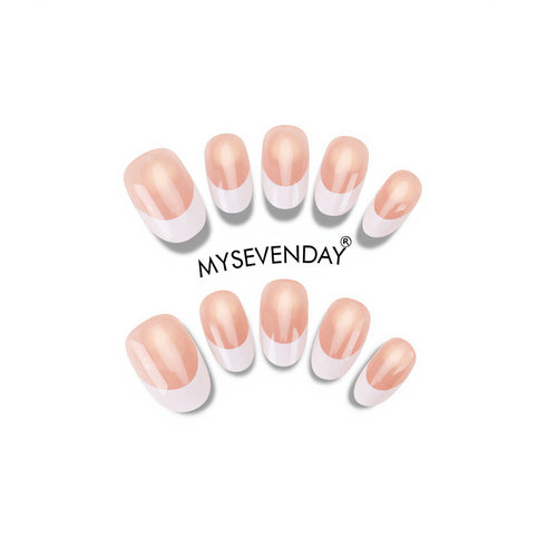 Press-On French Tip Nails Bowlift