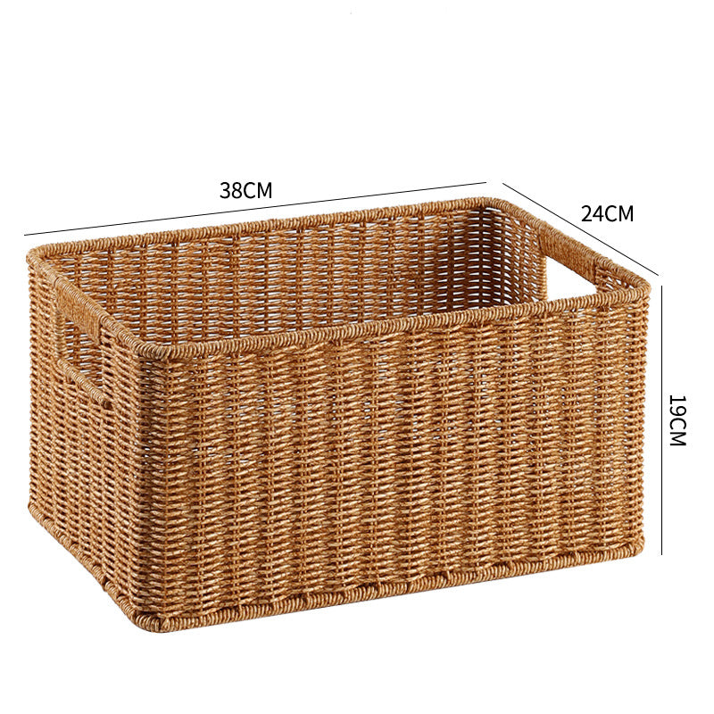 Handwoven Storage Basket with Cutout Handles Bowlift