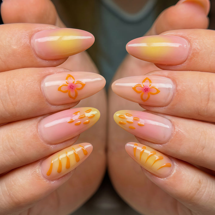 Artful Nail Tips with Floral Motifs Bowlift