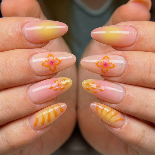 Artful Nail Tips with Floral Motifs Bowlift
