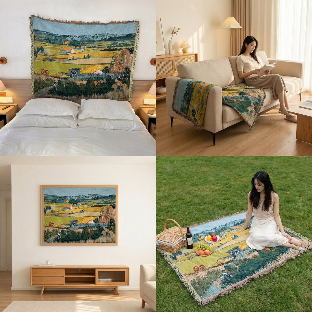 Artistic Vintage-Inspired Throw Blanket
