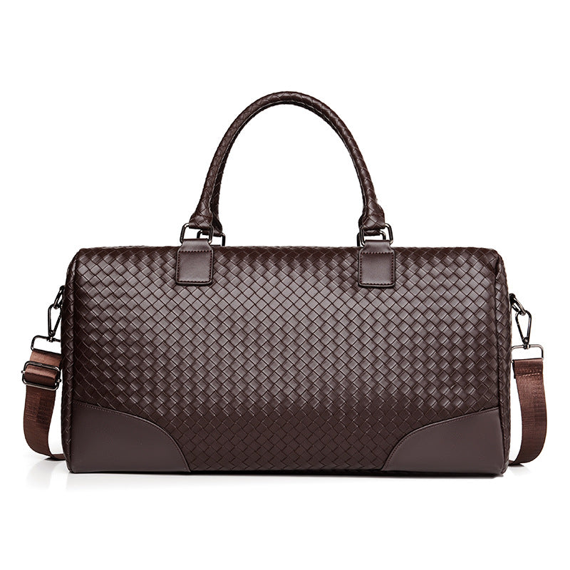 Premium Woven Leather Weekender Bag Bowlift