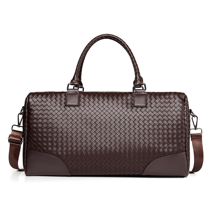 Premium Woven Leather Weekender Bag Bowlift
