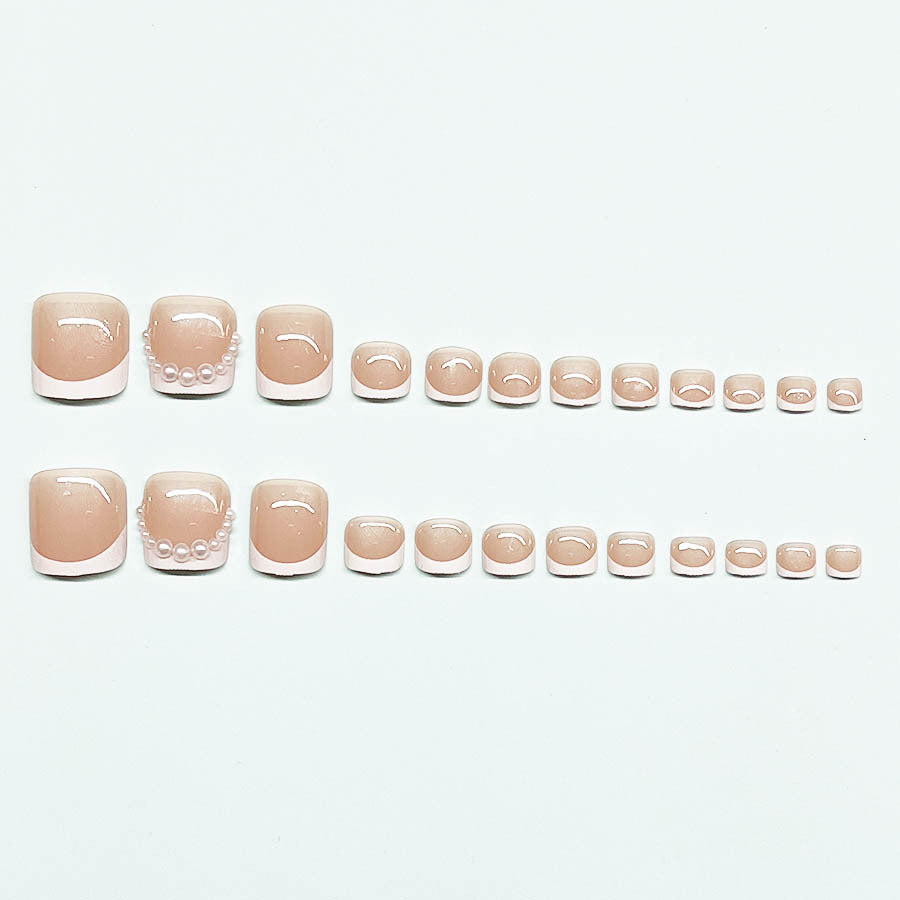 Artificial nail set for toenails with elegant tip decorations Bowlift