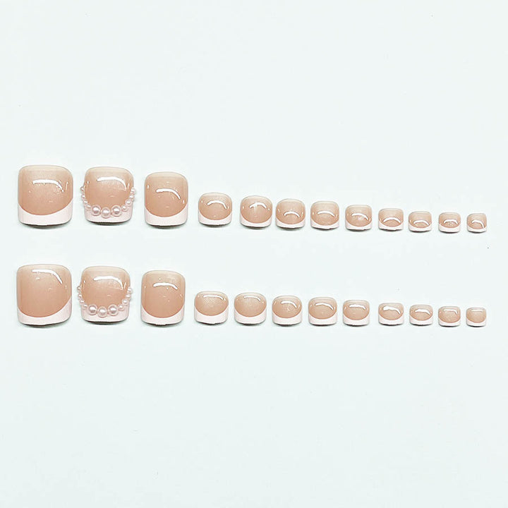 Artificial nail set for toenails with elegant tip decorations Bowlift