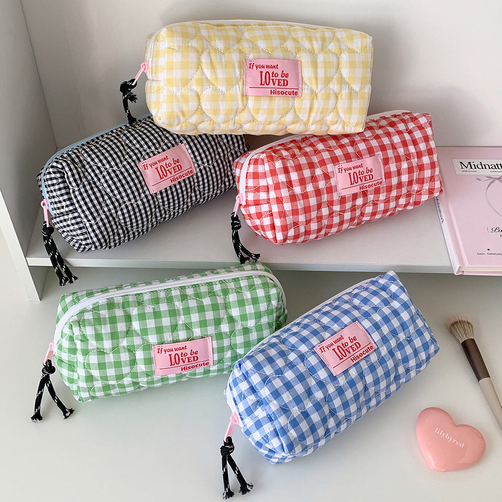 Quilted Gingham Pencil Case Bowlift