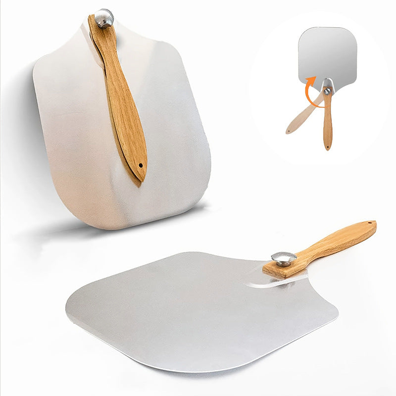 professional pizza peel set with foldable stainless steel shovel ergonomic wooden handle pizza cutter rocker and bench scraper Bowlift