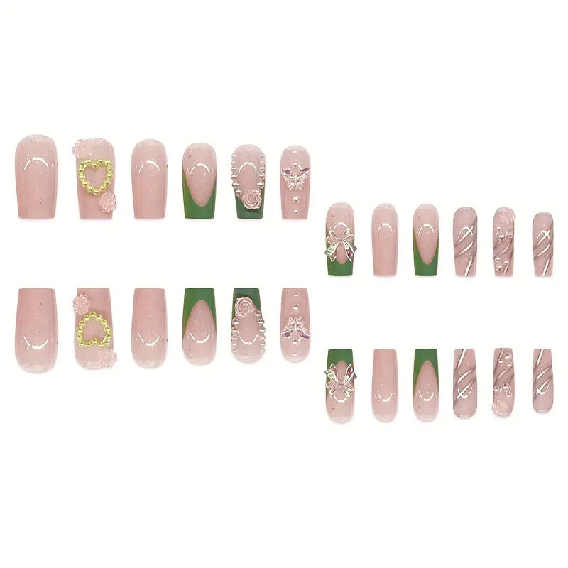 Decorative Acrylic Floral Press-On Nail Art Bowlift