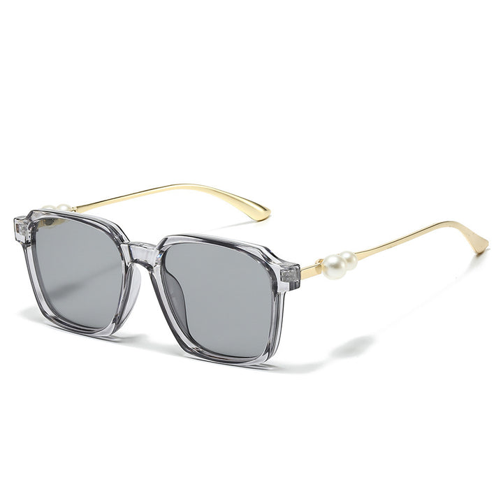 Chic Square Frame Sunglasses with Pearl Accents Bowlift