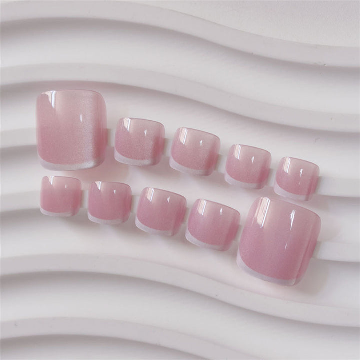 Elegant French Tip Press-On Toenails Bowlift