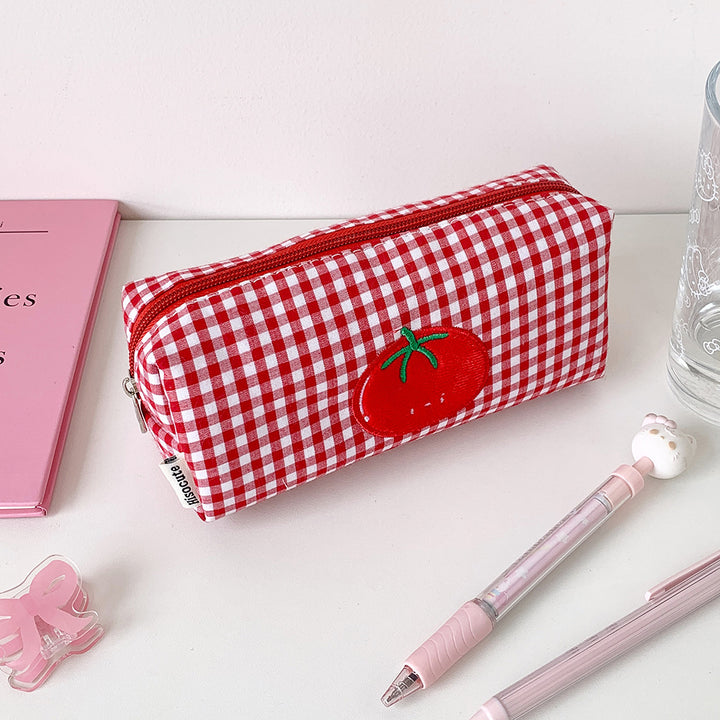 Cute Gingham Checkered Pencil Case Bowlift