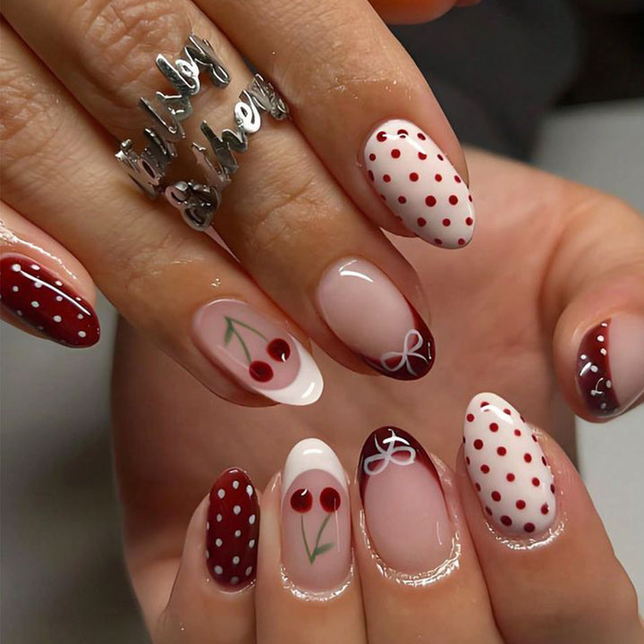 Cherry-Inspired Decorative Nail Art Extensions Bowlift