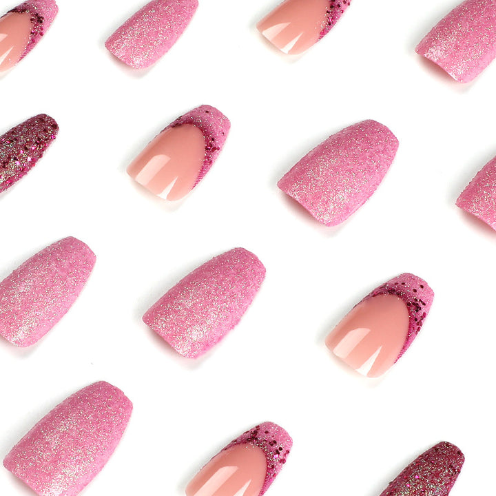 Artful Nail Extensions with Glittering Accents Bowlift