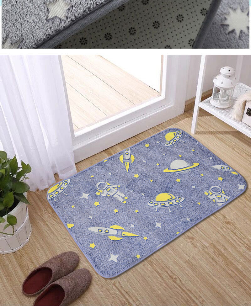 Star-Patterned Plush Bath Mat Bowlift