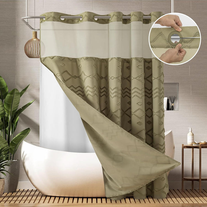 Textured Geometric Shower Curtain Bowlift