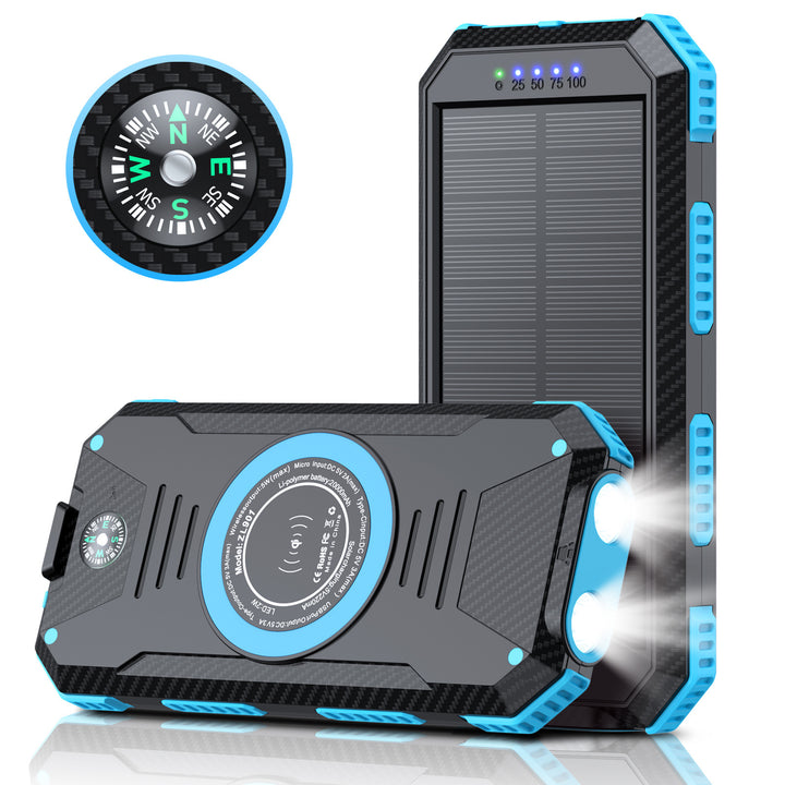 Solar-powered power bank with integrated compass and LED lighting Bowlift