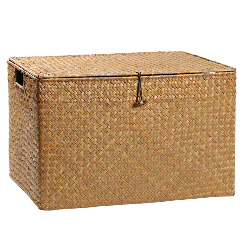 Rectangular Woven Storage Chest with Lid Bowlift