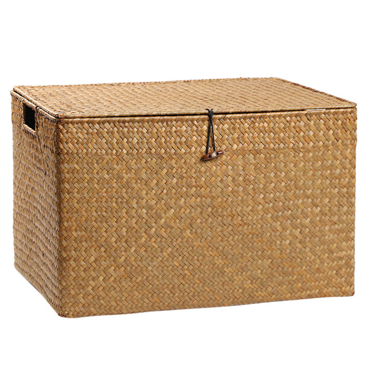 Rectangular Woven Storage Chest with Lid Bowlift