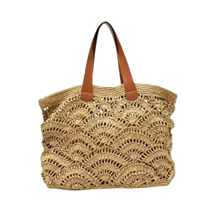 Braided beach bag with leather handles Bowlift