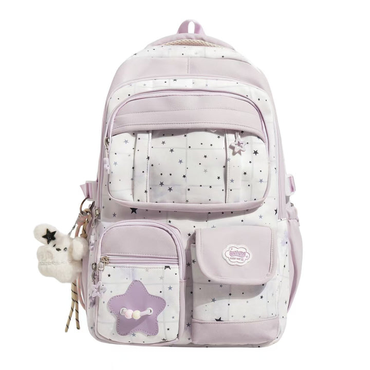Star-Printed Multi-Functional Backpack Bowlift