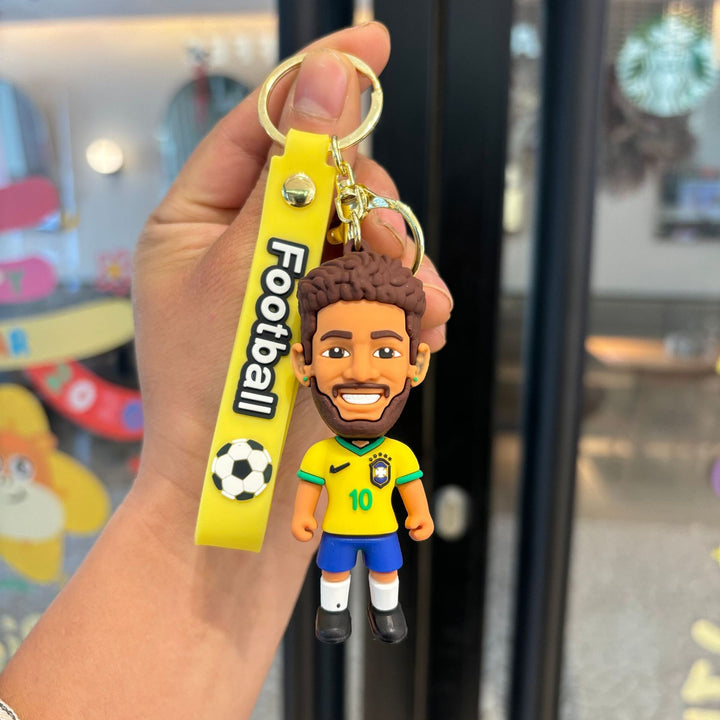 Collectible soccer player rubber keychain Bowlift
