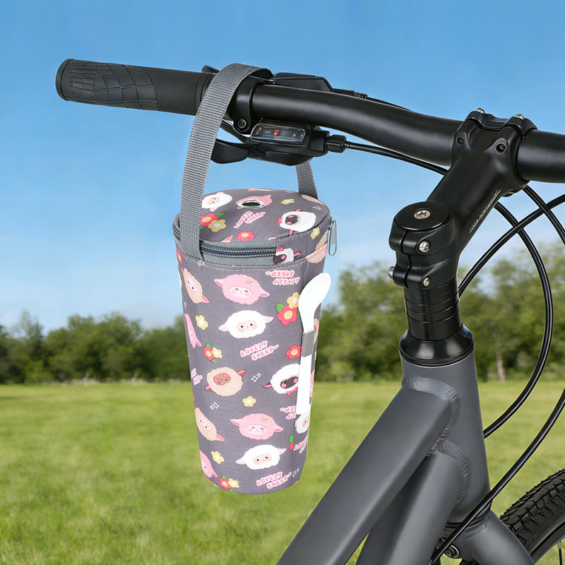 Insulated Thermal Bottle Carrier with Top Handle and Playful Dinosaur Print Bowlift