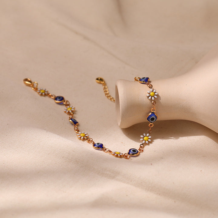 Floral Evil Eye Charm Anklet Bowlift