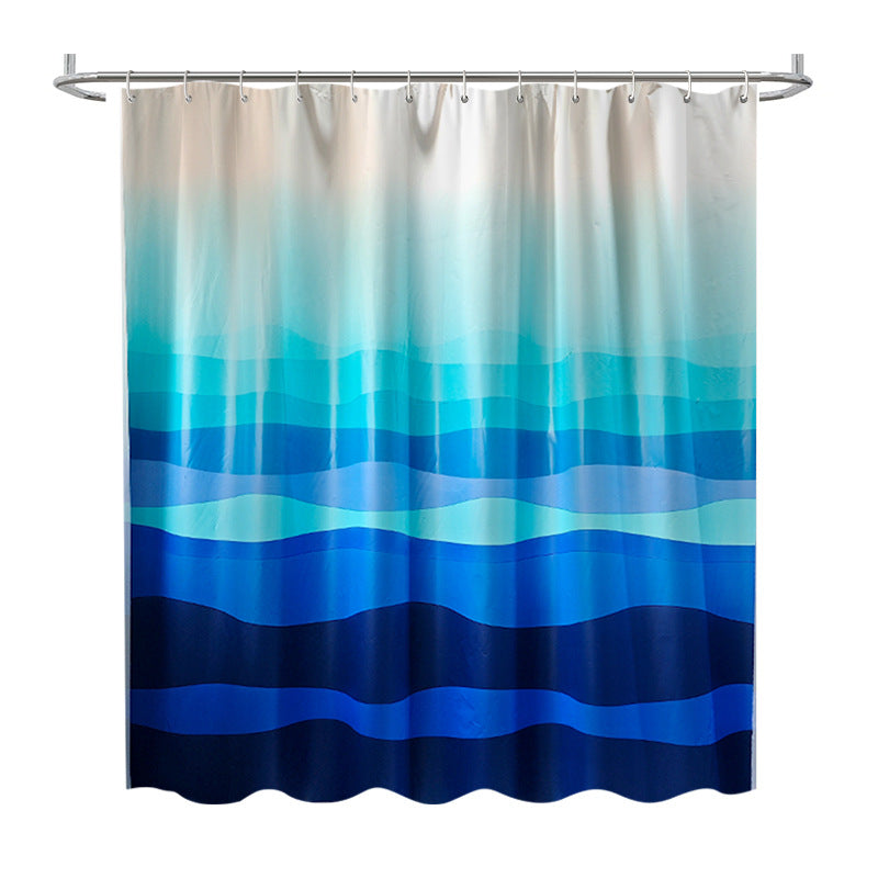 Gradient Wave Pattern Shower Curtain Bowlift