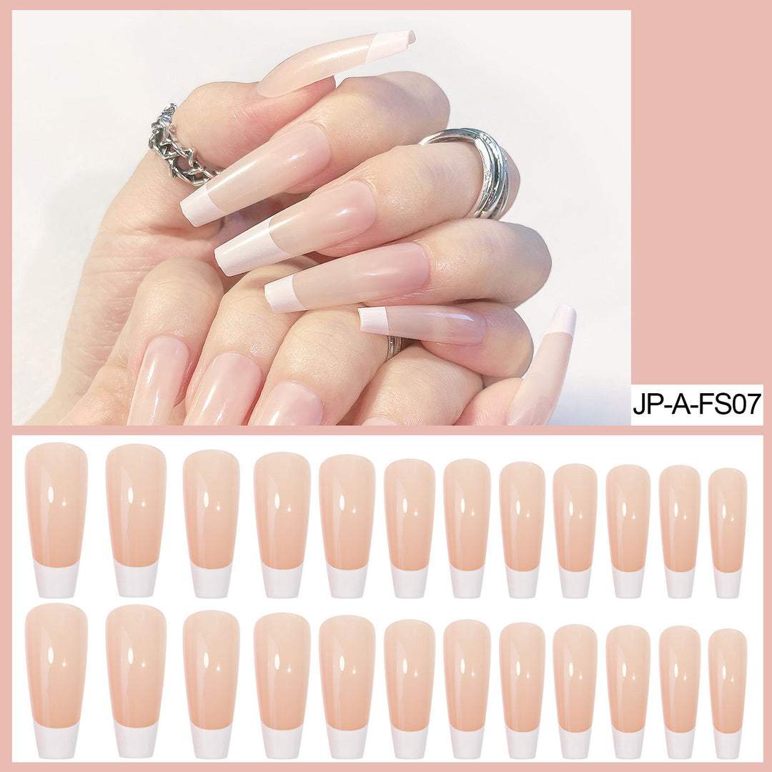 Acrylic nail set with elegant French design and high-gloss finish Bowlift