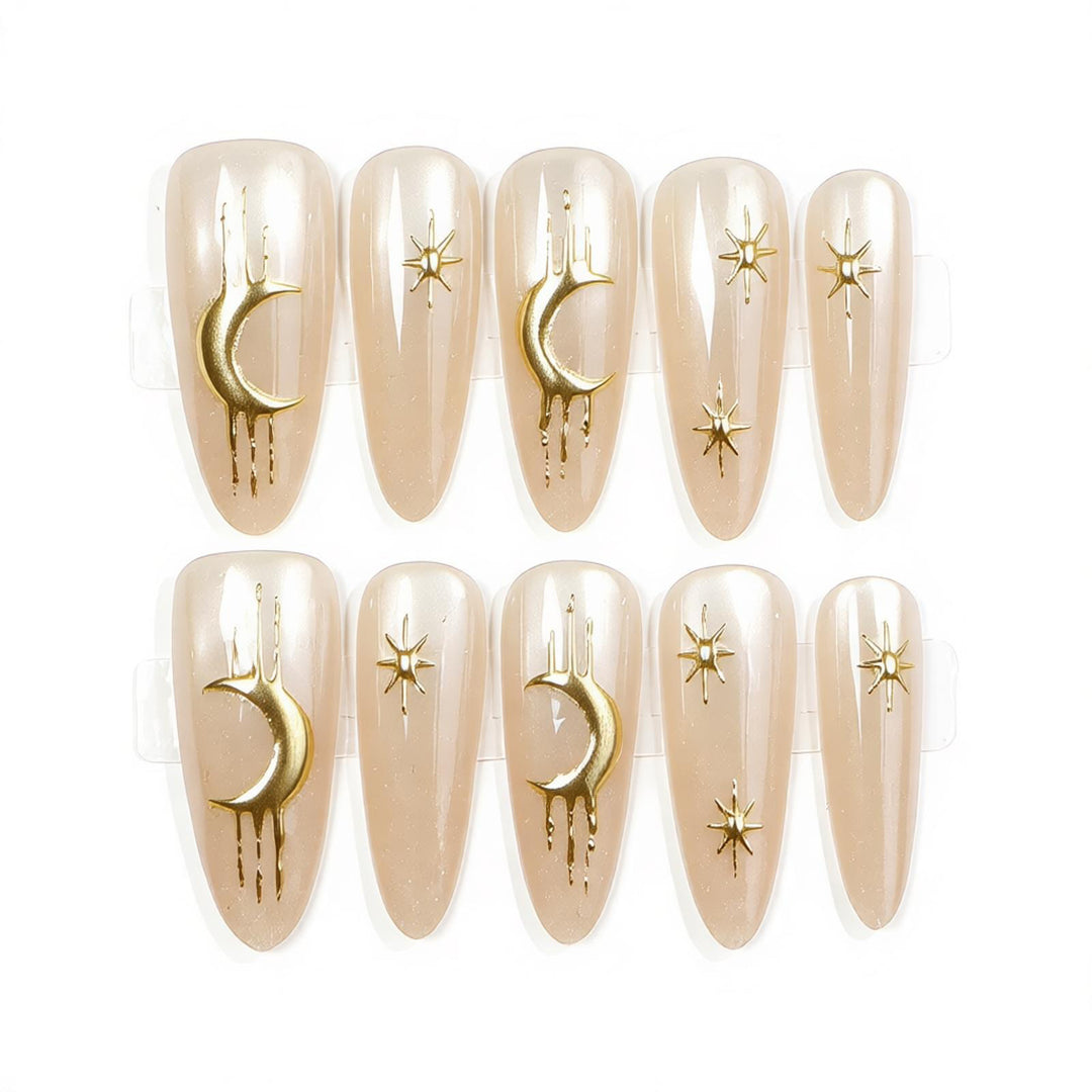 Celestial Themed Press-On Nail Art Set Bowlift